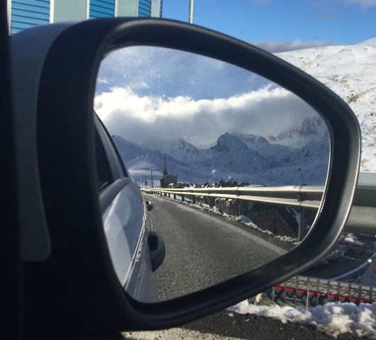 View of the mountains from the mirror