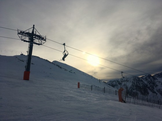 Sundown behind the Pic Blanc chairlift