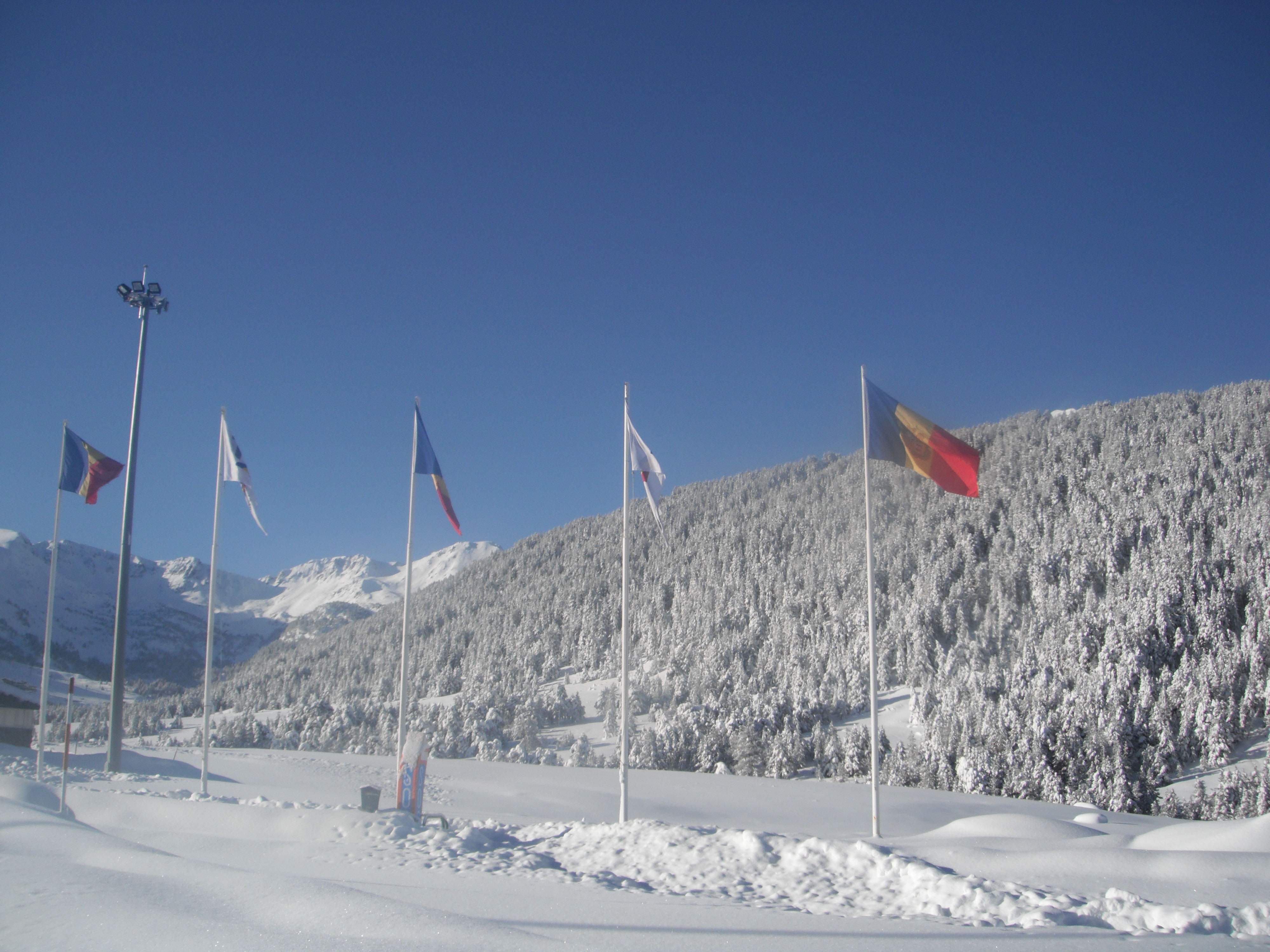 Flags by the Tunnel d'Envalira