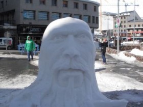 Snow sculptures in the street