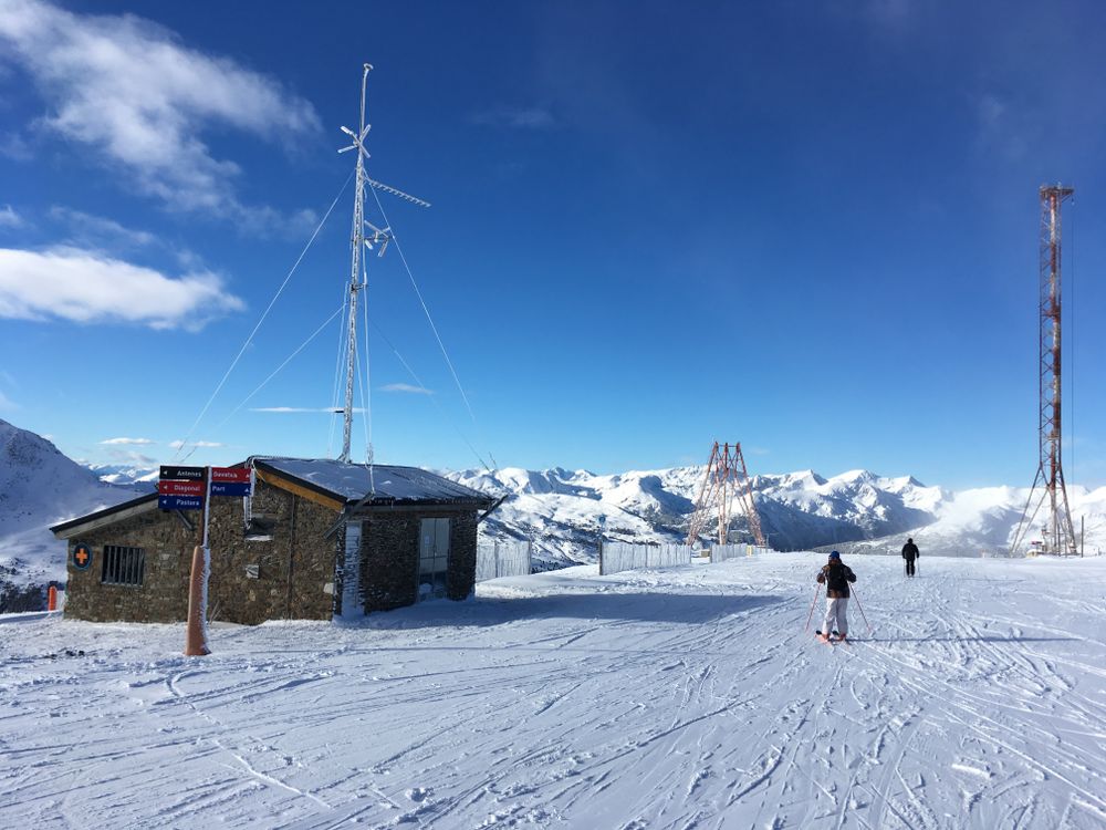 Blue bird days. At the top of Antennes lift head to the left for Grau Roig, or straight on for Pas de la Casa