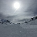 Snow clouds and empty slopes