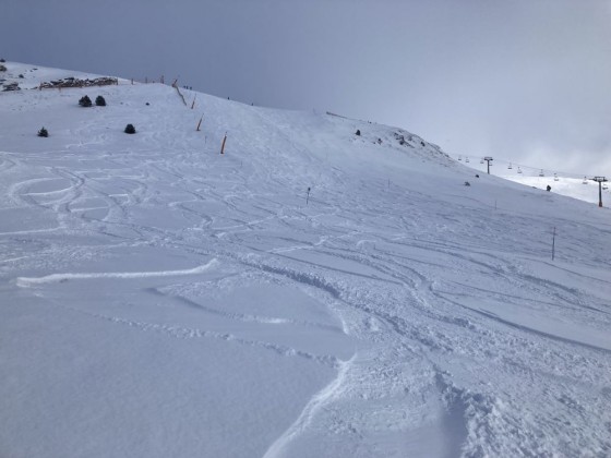 Powder tracks on the Pista Larga slope