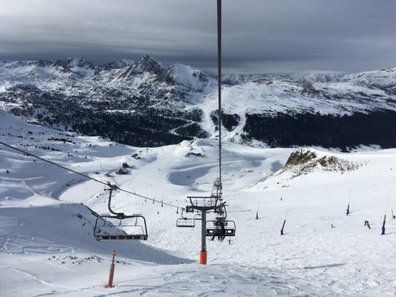 On the Pic Blanc chairlift looking backwards towards Grau Roig