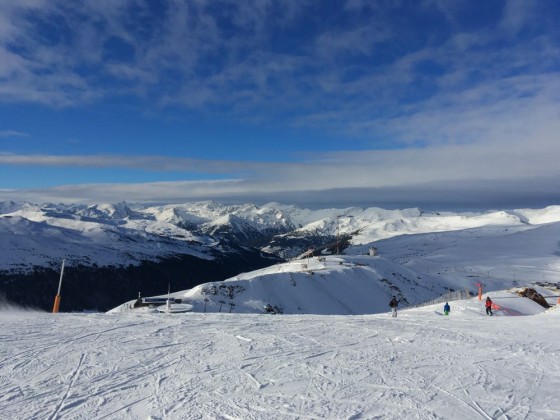 Stunning views of the surrounding mountains at the top of Pic Negre chair lift
