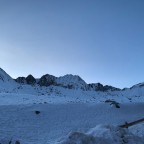 Sunrise over an unmarked piste