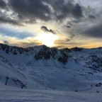 Awesome sunset over the mountains of Grau Roig, taken from outside Coll Blanc restaurant in Pas de la Casa.