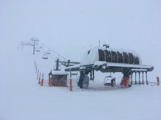 Pic Blanc chairlift disappearing into the clouds