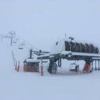 Pic Blanc chairlift disappearing into the clouds
